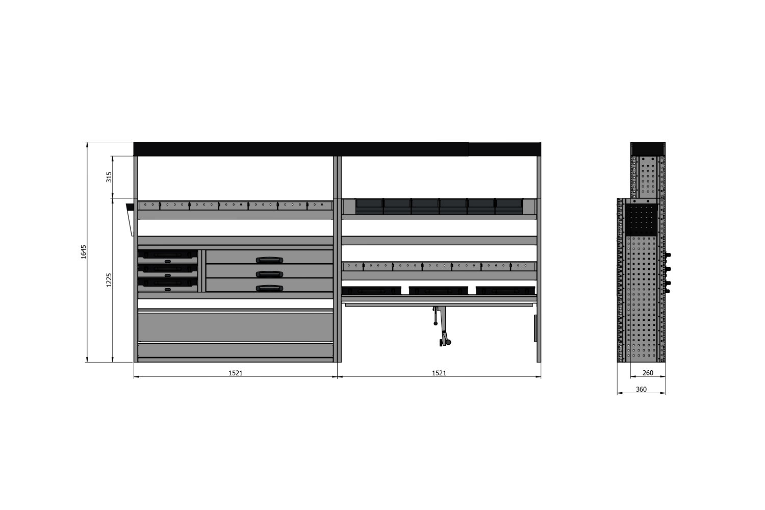 Van racking - (202x36x164PR) (2)