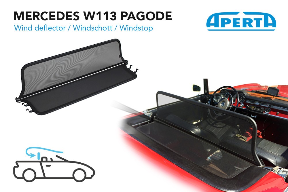 MB20SLCD Cabriolet wind deflector Mercedes-Benz SL (W113) 1963-1971 Red (2)