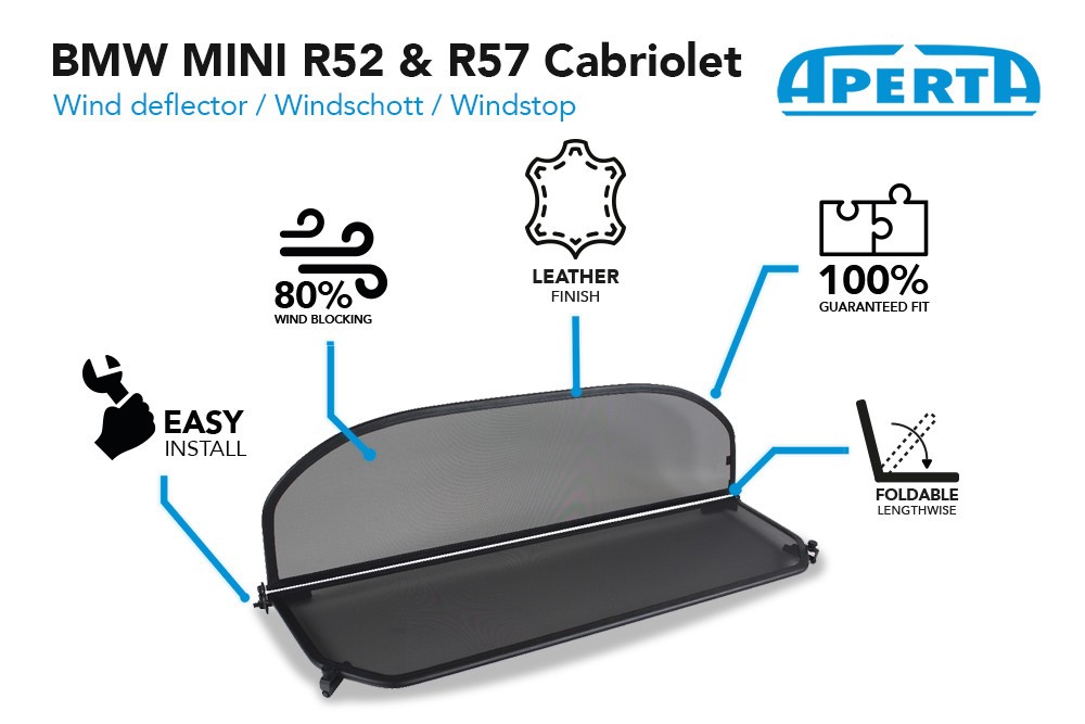 MIN4MICD Cabriolet wind deflector Mini Cabriolet (R57 - Mk II) 2009-2016 Brown (7)