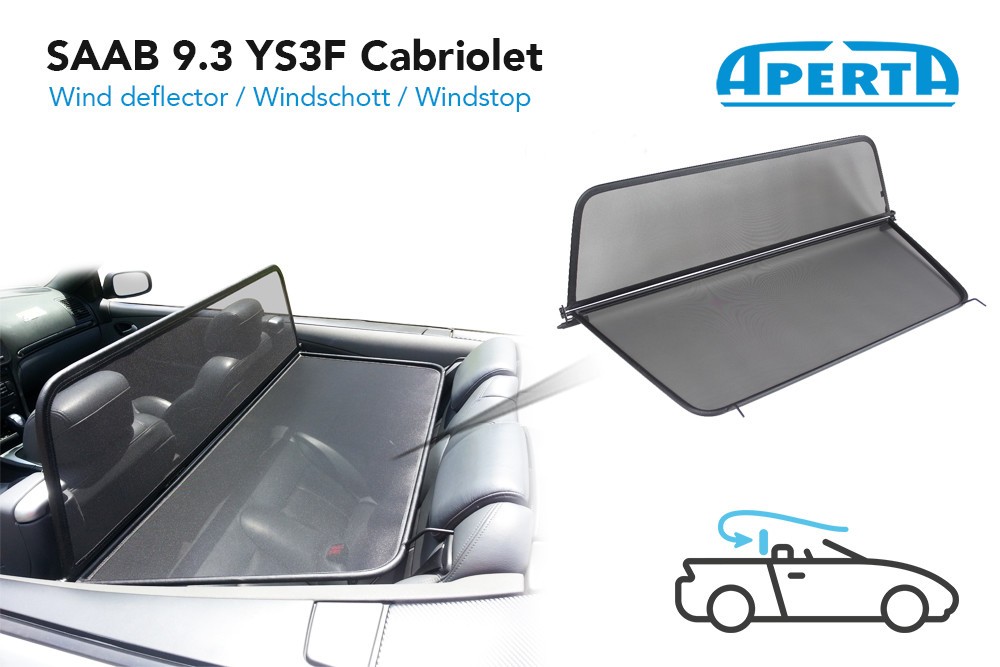SAA293CD Cabriolet wind deflector Saab 9-3 Cabriolet 2003-2014 Black (2)