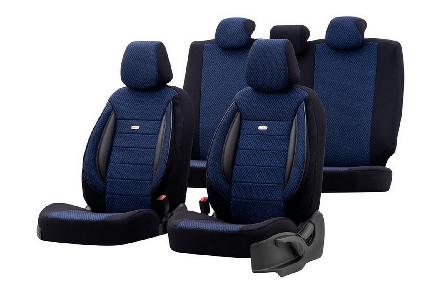 Stoelhoezen universeel SelectedFit Sports zwart - blauw