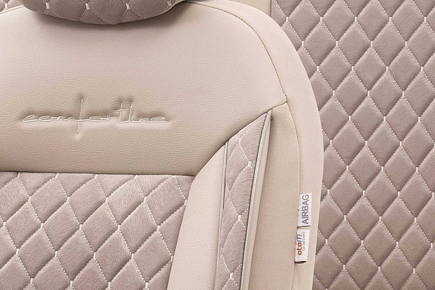 Saferide 3er Set Autositzbezüge PKW universal | Auto Sitzbezüge Kunstleder  Beige für Airbag geeignet für Vordersitze und Rückbank | 1+1 Autositze