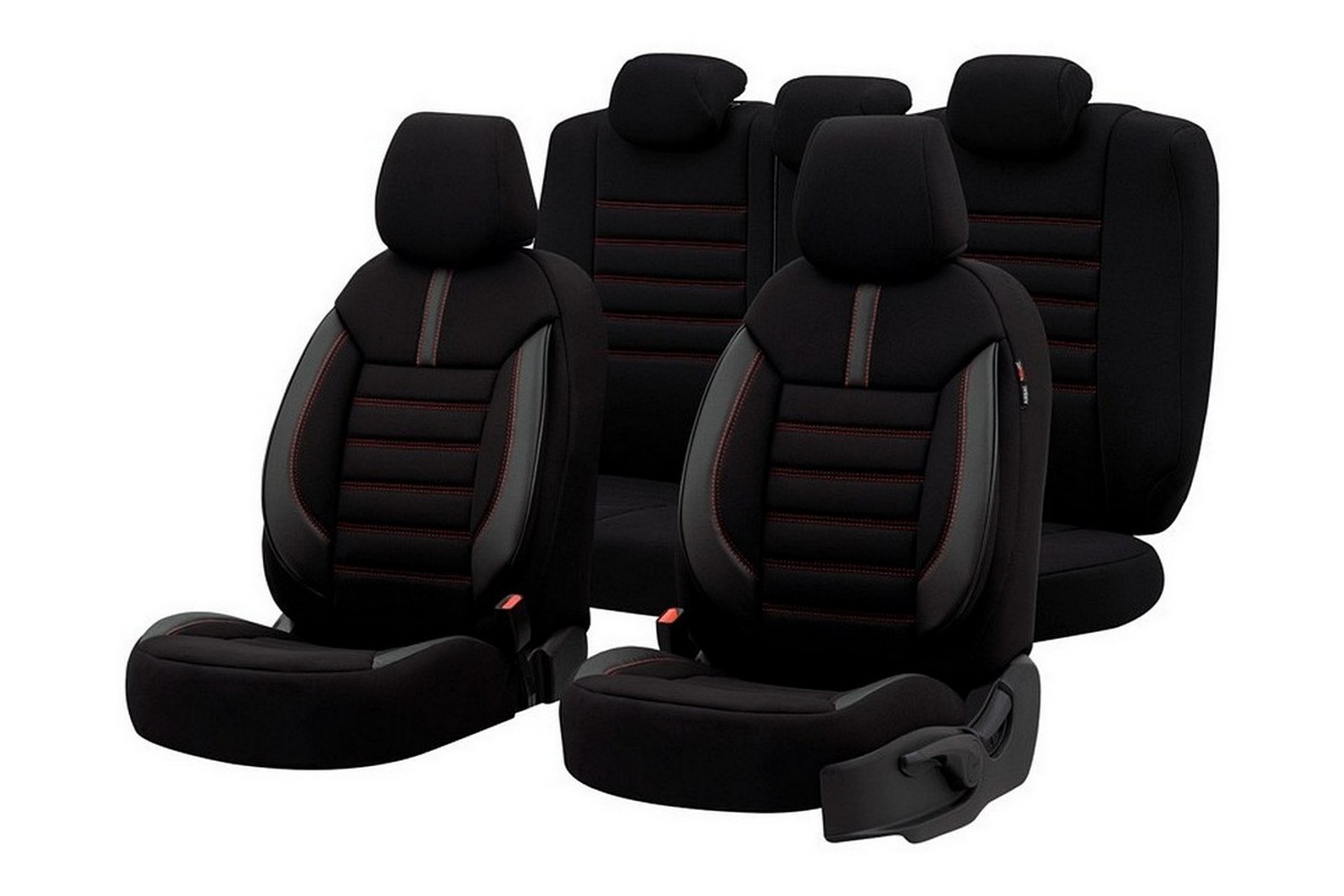 Black seat covers with red stitching on sale