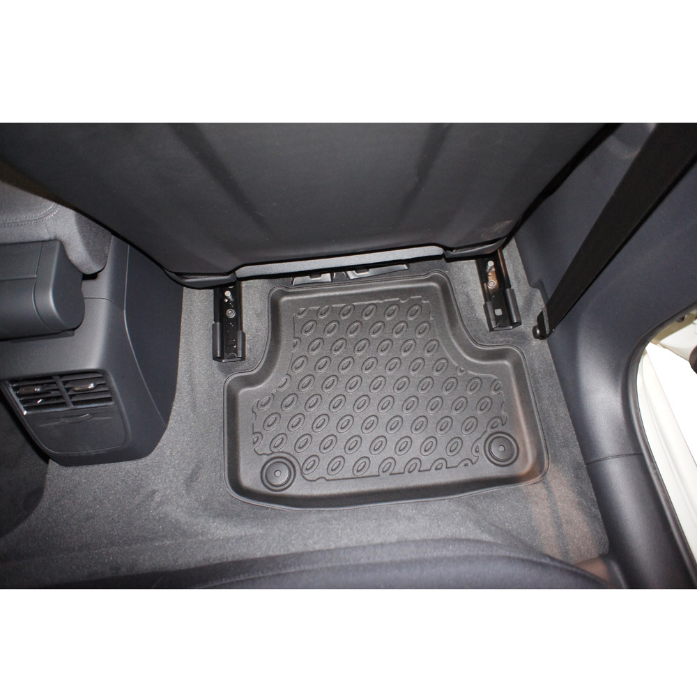 MTM PRO-123 Tapis pour Audi A3 (8P) & SPORTBACK 05.2003>09.2012, sur Mesure  en Velours, Bords en Similicuir et Double Surpiqûre Chromée