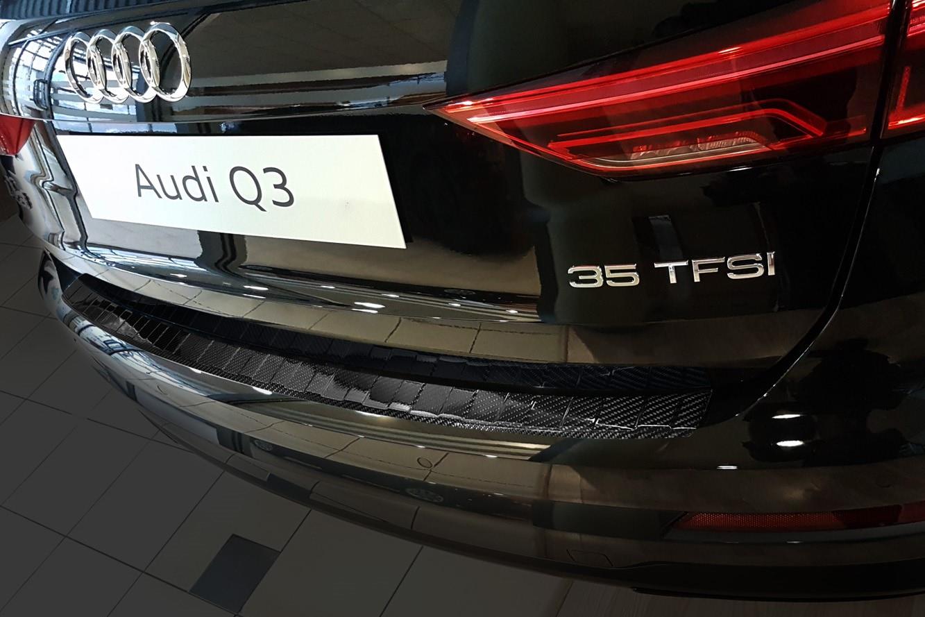 Protection de seuil de coffre convient à Audi Q3 (F3) 2018-présent carbone