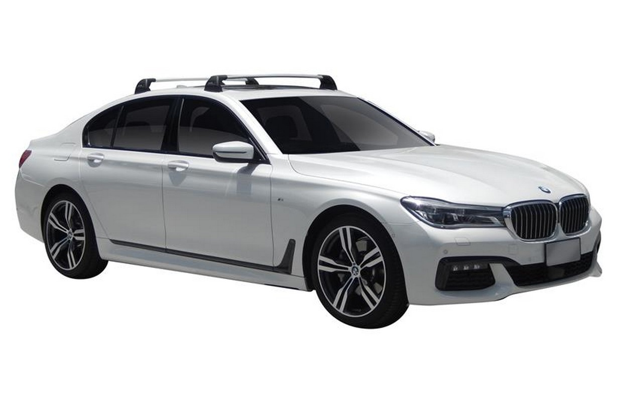 Roof bars BMW 7 Series G11 2015 2022 4 door saloon Yakima Aero FlushBar silver