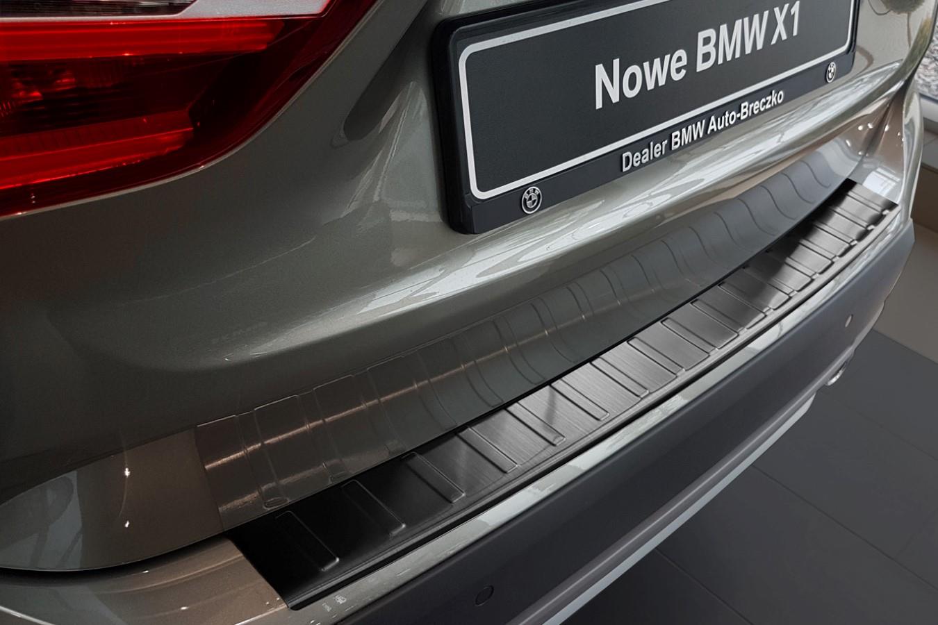 BMW X1 (E84) 2012-2015 rear bumper protector stainless steel black (BMW8X1BP) (2)