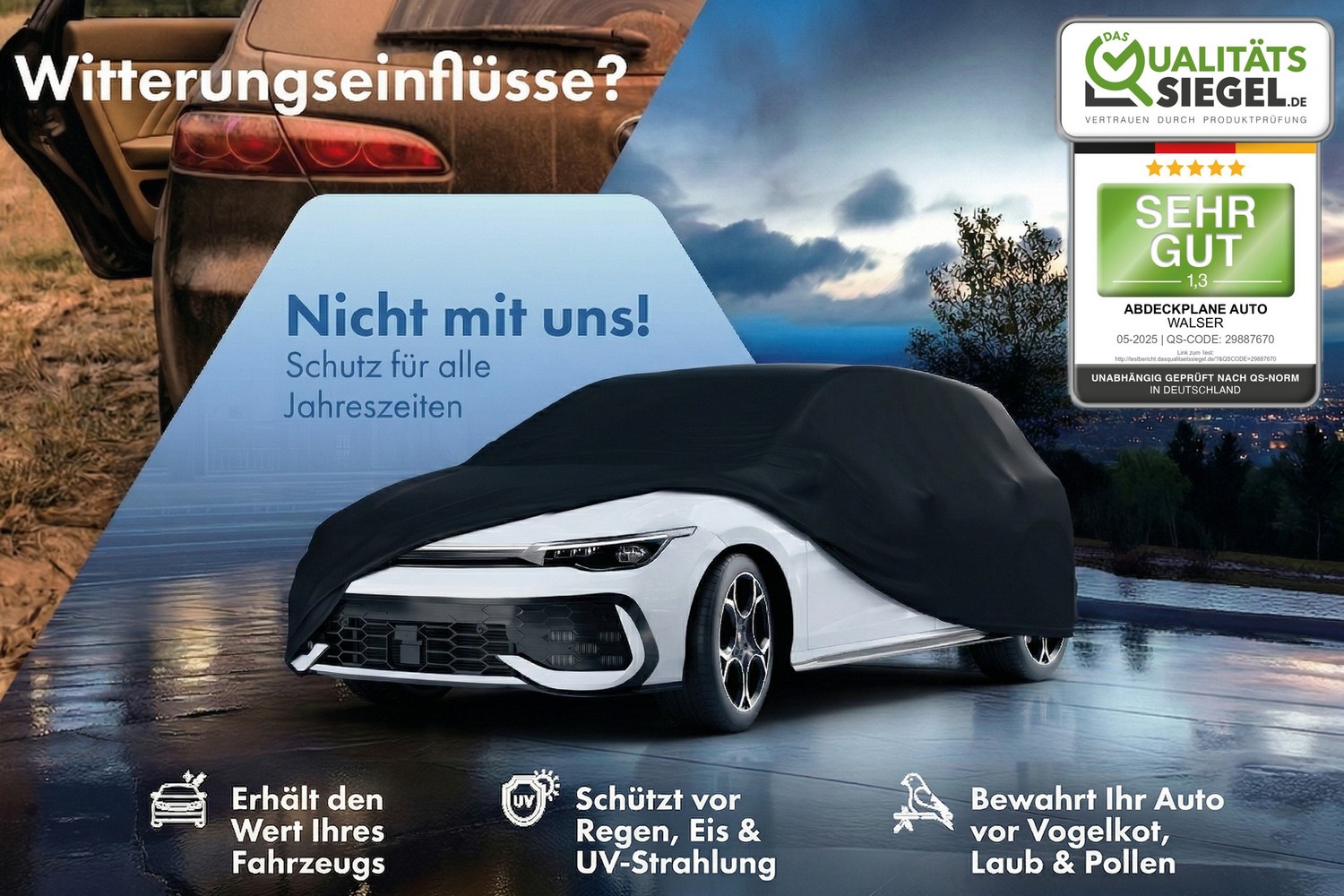 Autoabdeckung All Weather Basic Pkw schwarz (3)