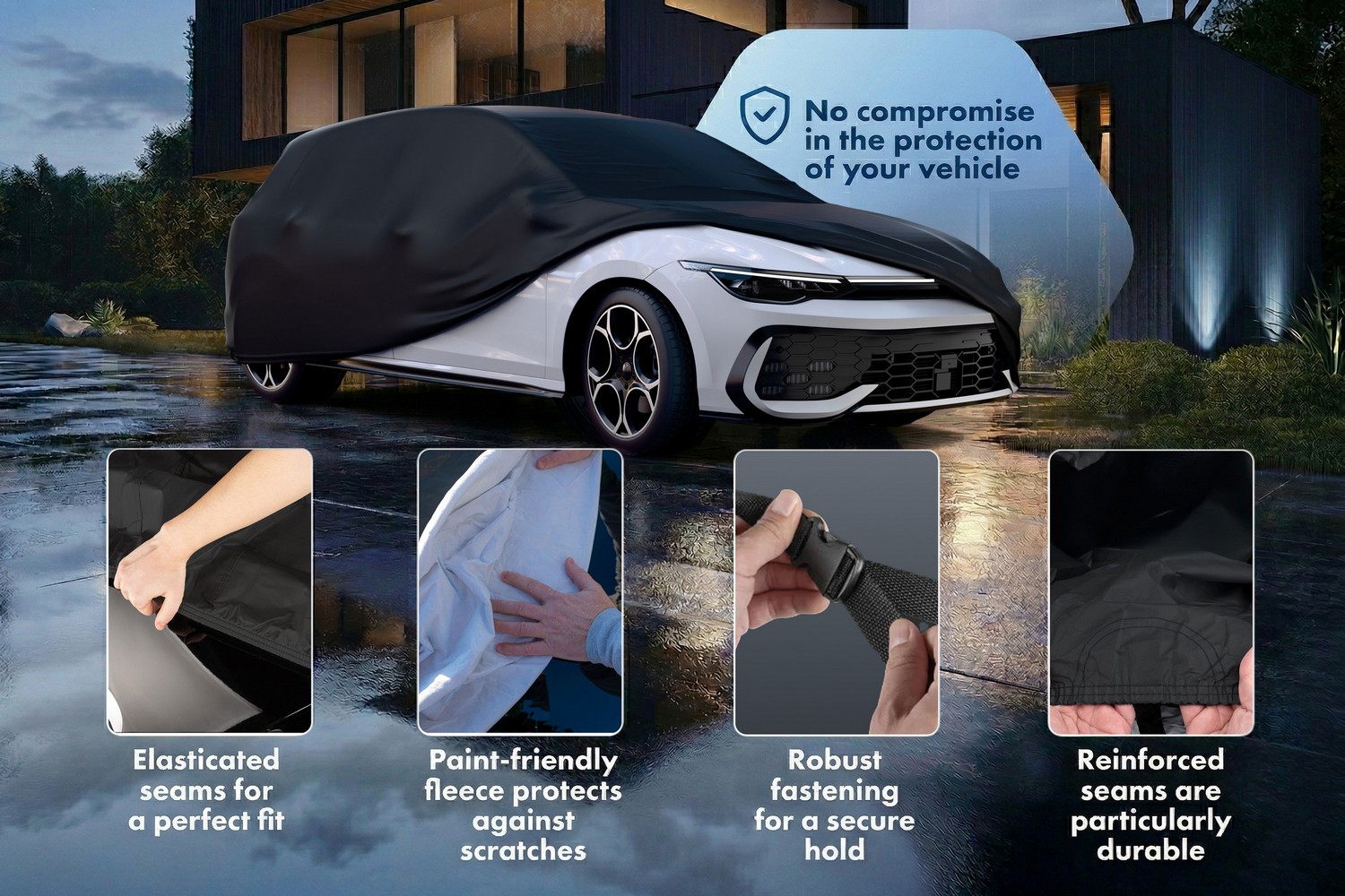 Car cover All Weather Basic passenger car black (6)