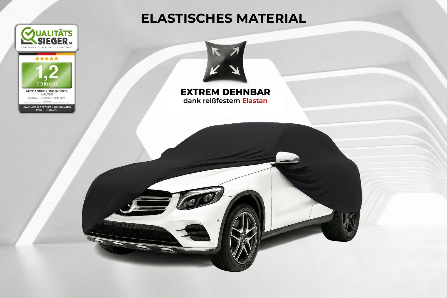 Autoabdeckung Indoor Stretch Plus SUV schwarz (3)