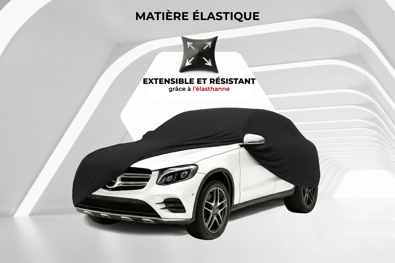 Housse de voiture Indoor Stretch Plus SUV noir (3)