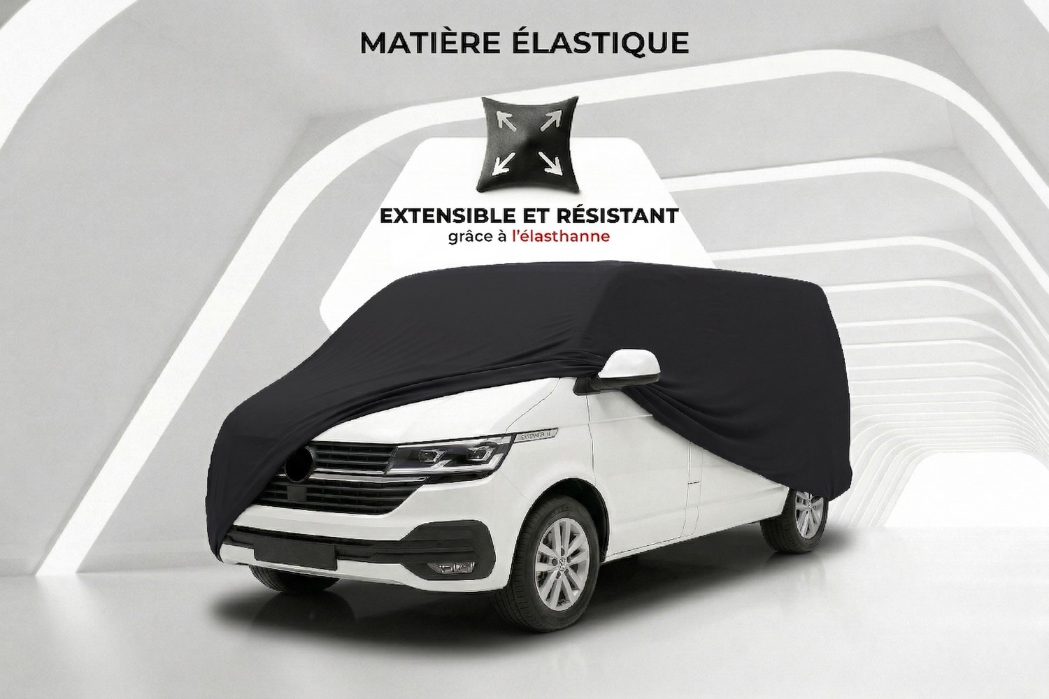 Housse de voiture Indoor Stretch Plus van noir (3)