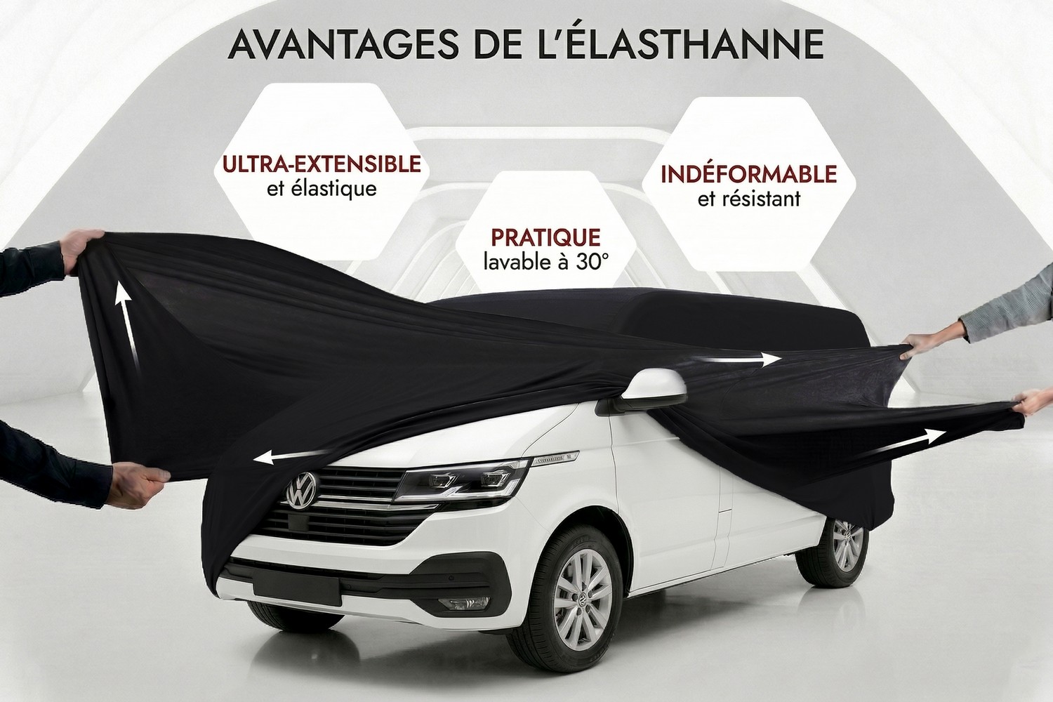 Housse de voiture Indoor Stretch Plus van noir (4)