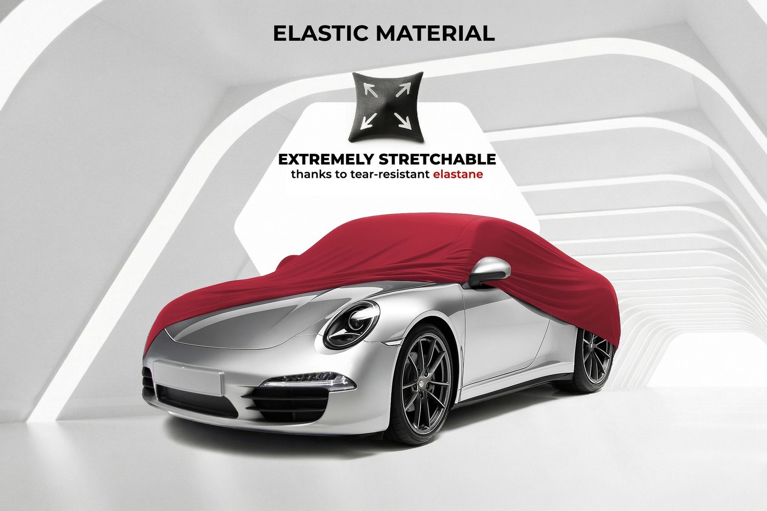 Car cover Indoor Stretch Plus passenger car red (3)