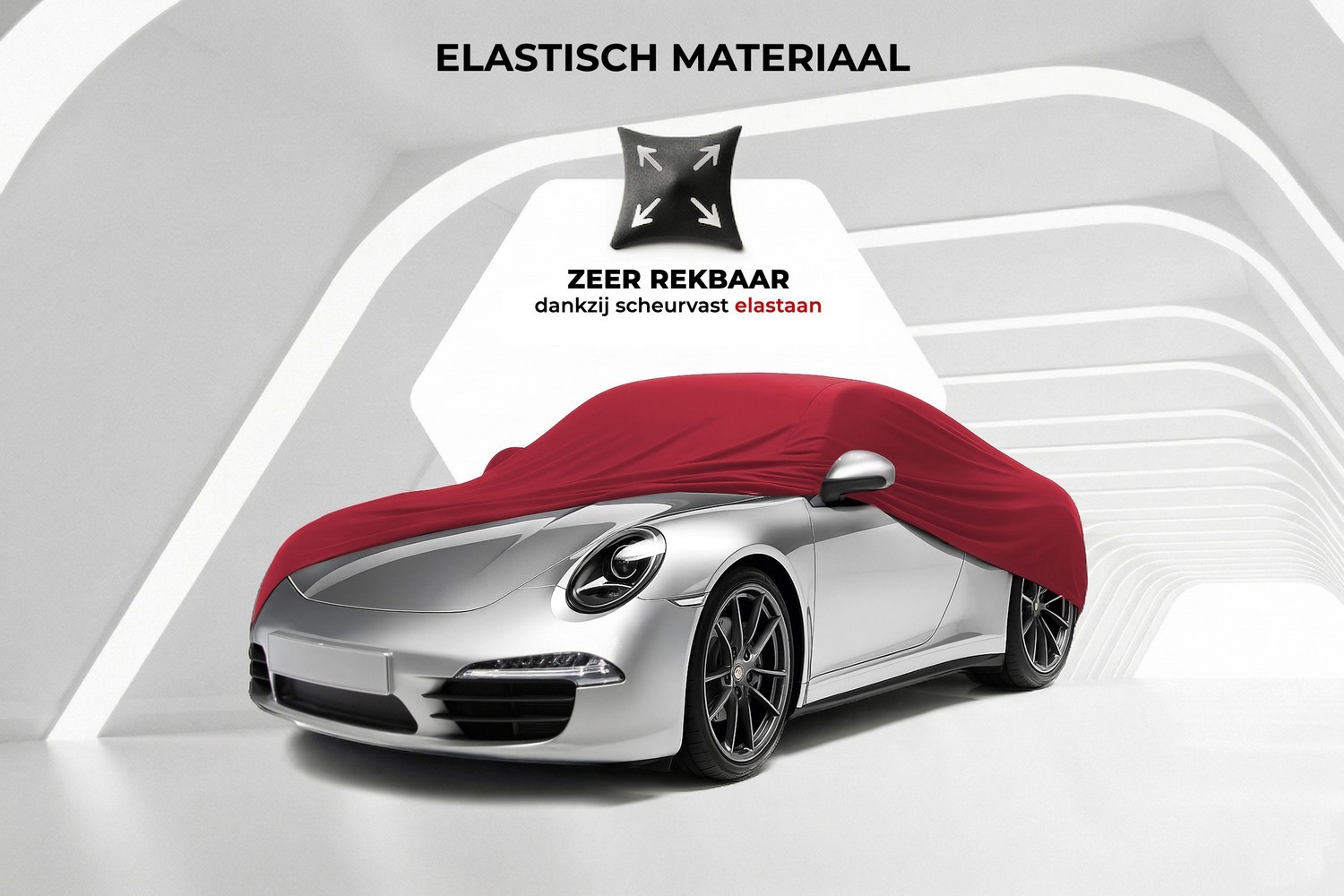 Autohoes Indoor Stretch Plus personenwagen rood (3)