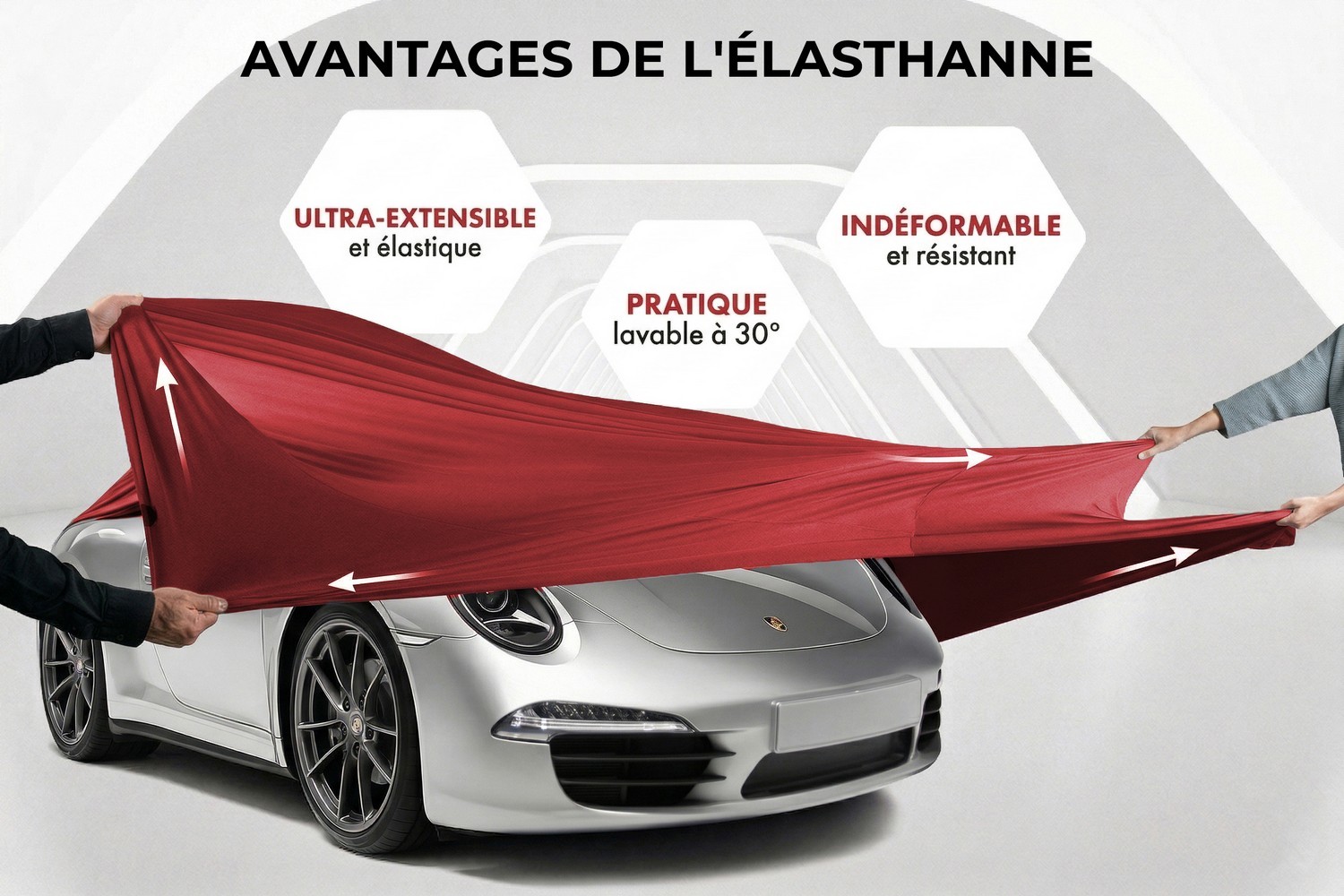 Housse de voiture Indoor Stretch Plus voiture de tourisme rouge (4)