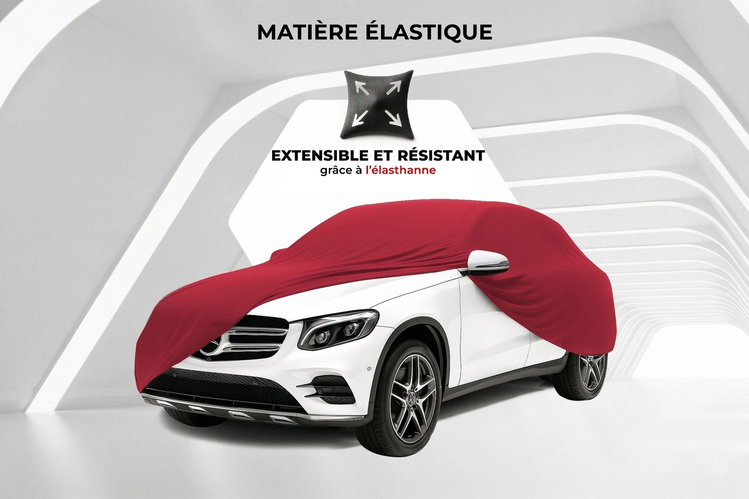 Housse de voiture Indoor Stretch Plus SUV rouge (3)