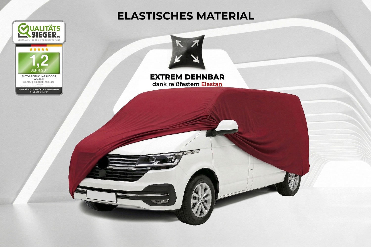 Autoabdeckung Indoor Stretch Plus Van rot (3)