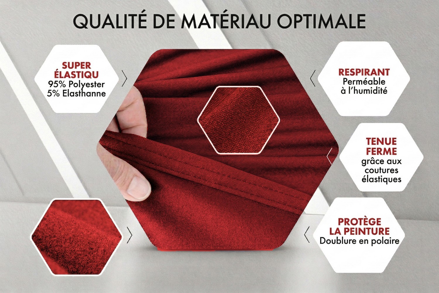 Housse de voiture Indoor Stretch Plus van rouge (5)