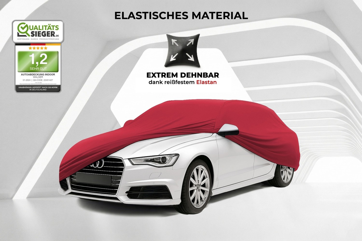 Autoabdeckung Indoor Stretch Plus Kombi rot (3)