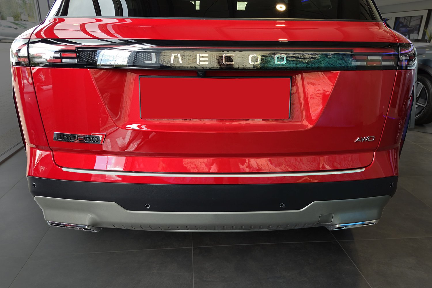 Rear bumper protector suitable for Chery Jaecoo 7 2023-present stainless steel brushed (3)