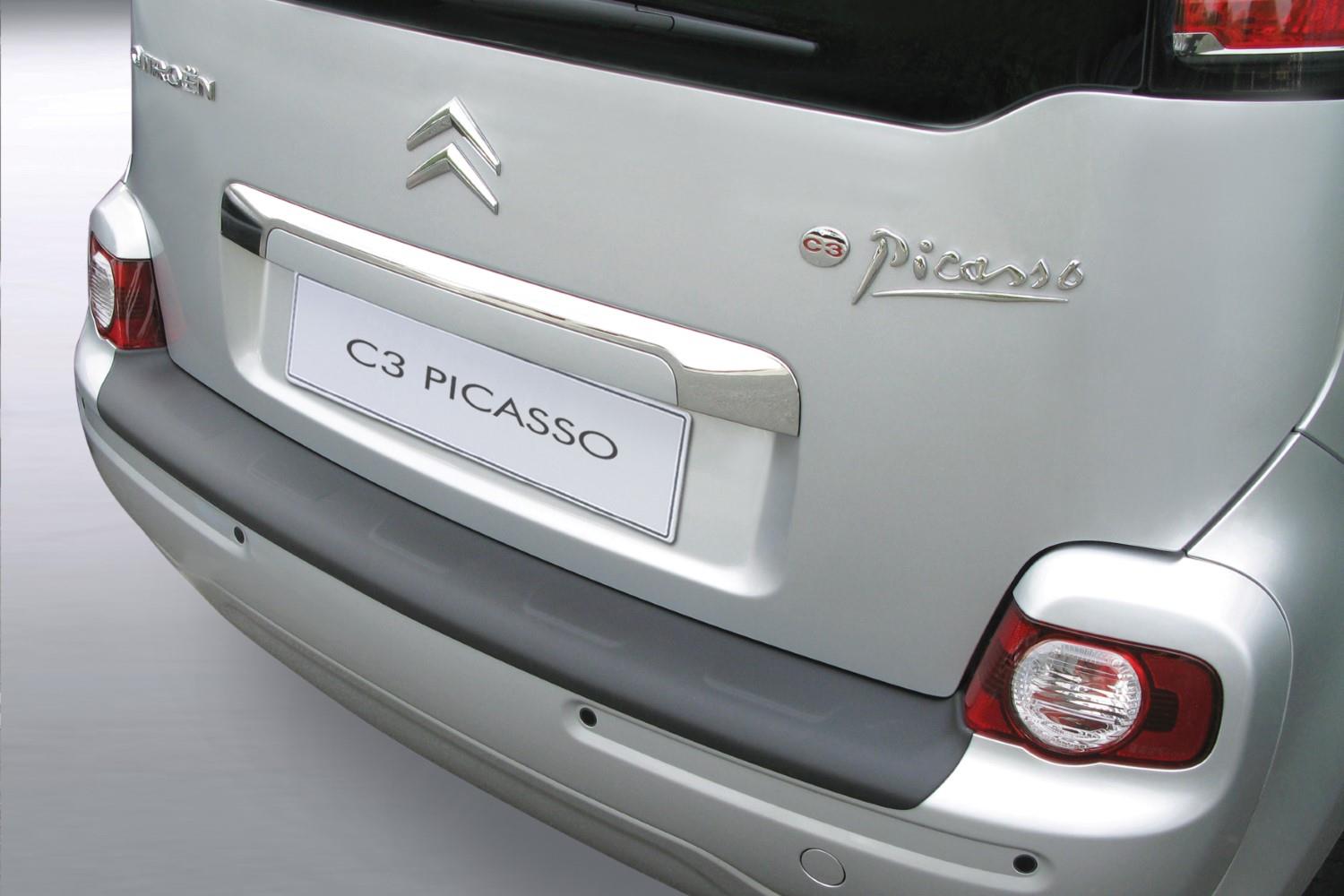 Rear bumper protector Citroën C3 Picasso 2009-2017 5-door hatchback ABS - matt black