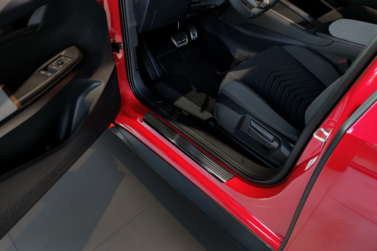 Door sill plates suitable for Cupra Born 2021-present 5-door hatchback stainless steel brushed anthracite 4 pieces