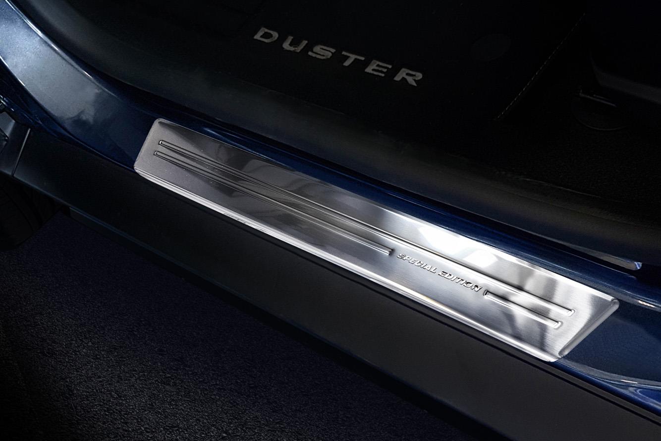 Seuils de portes convient à Dacia Duster II 2018-2024 acier inox brossé 4 pièces