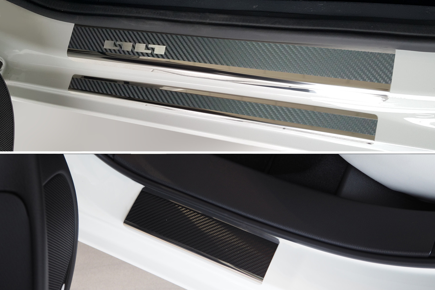 Seuils de portes convient à Skoda Yeti (5L) 2009-2017 acier inox - feuille de carbone