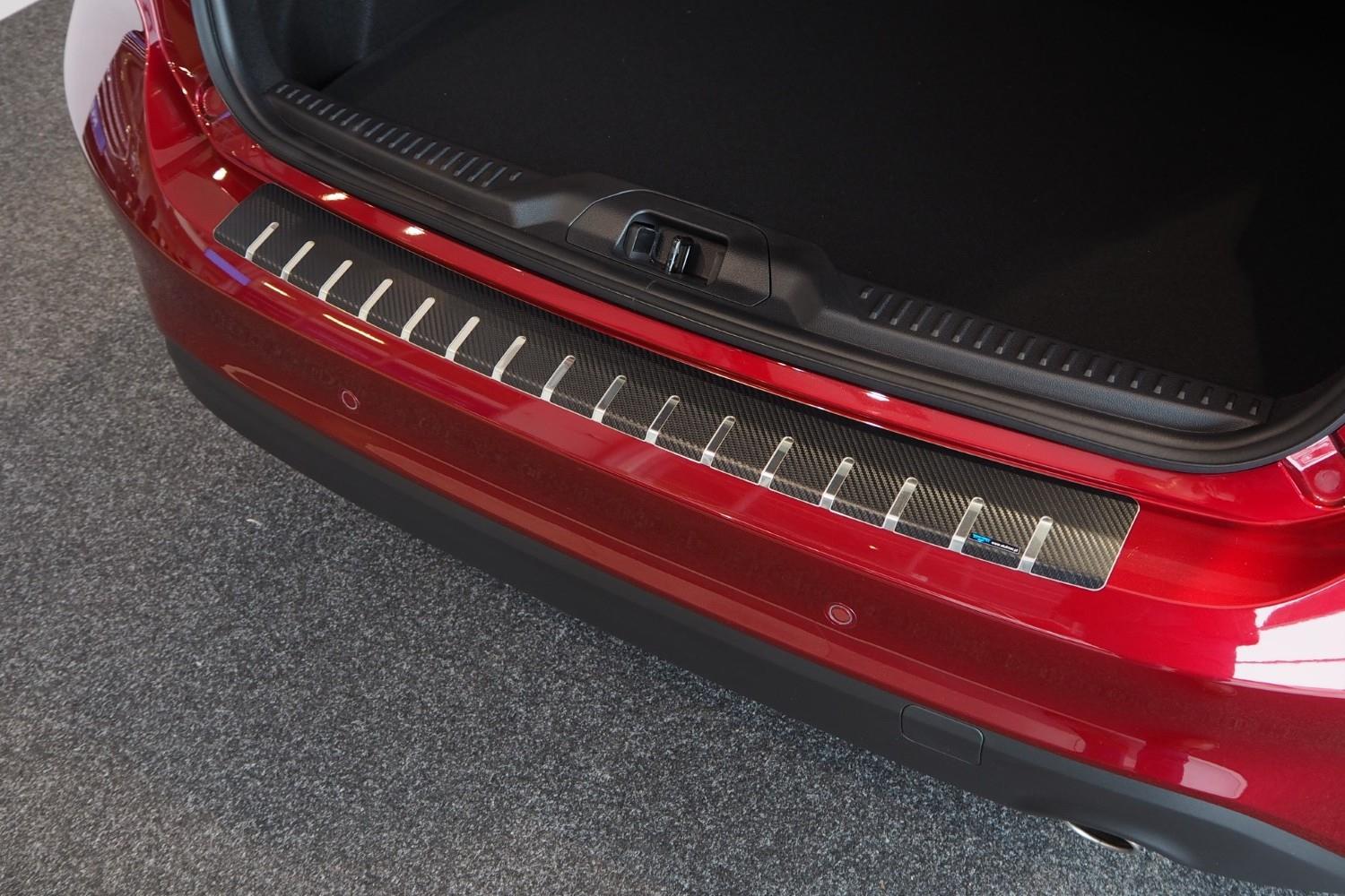 Protection de seuil de coffre convient à Ford Focus IV 2018-présent 5 portes bicorps acier inox - feuille de carbone