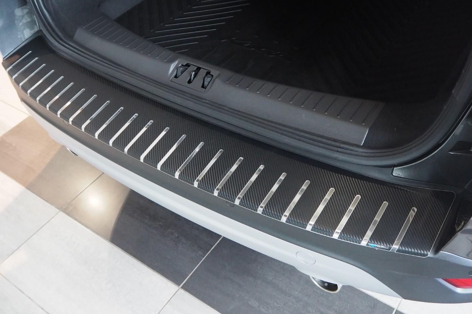 Rear bumper protector suitable for Ford Kuga II 2016-present stainless steel - carbon foil