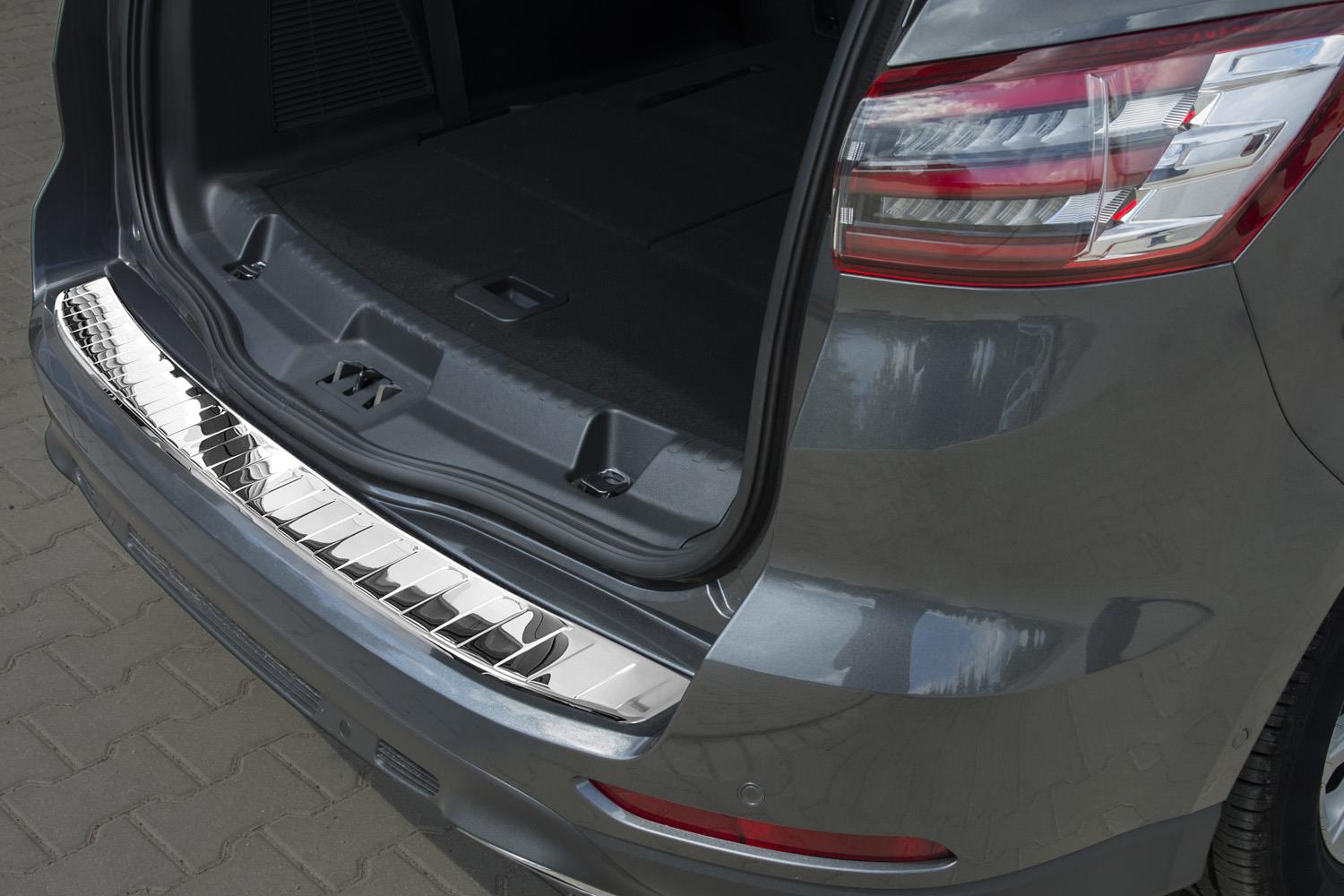 Ford S-Max II 2015-> rear bumper protector stainless steel high gloss (FOR4SMBP) (2)