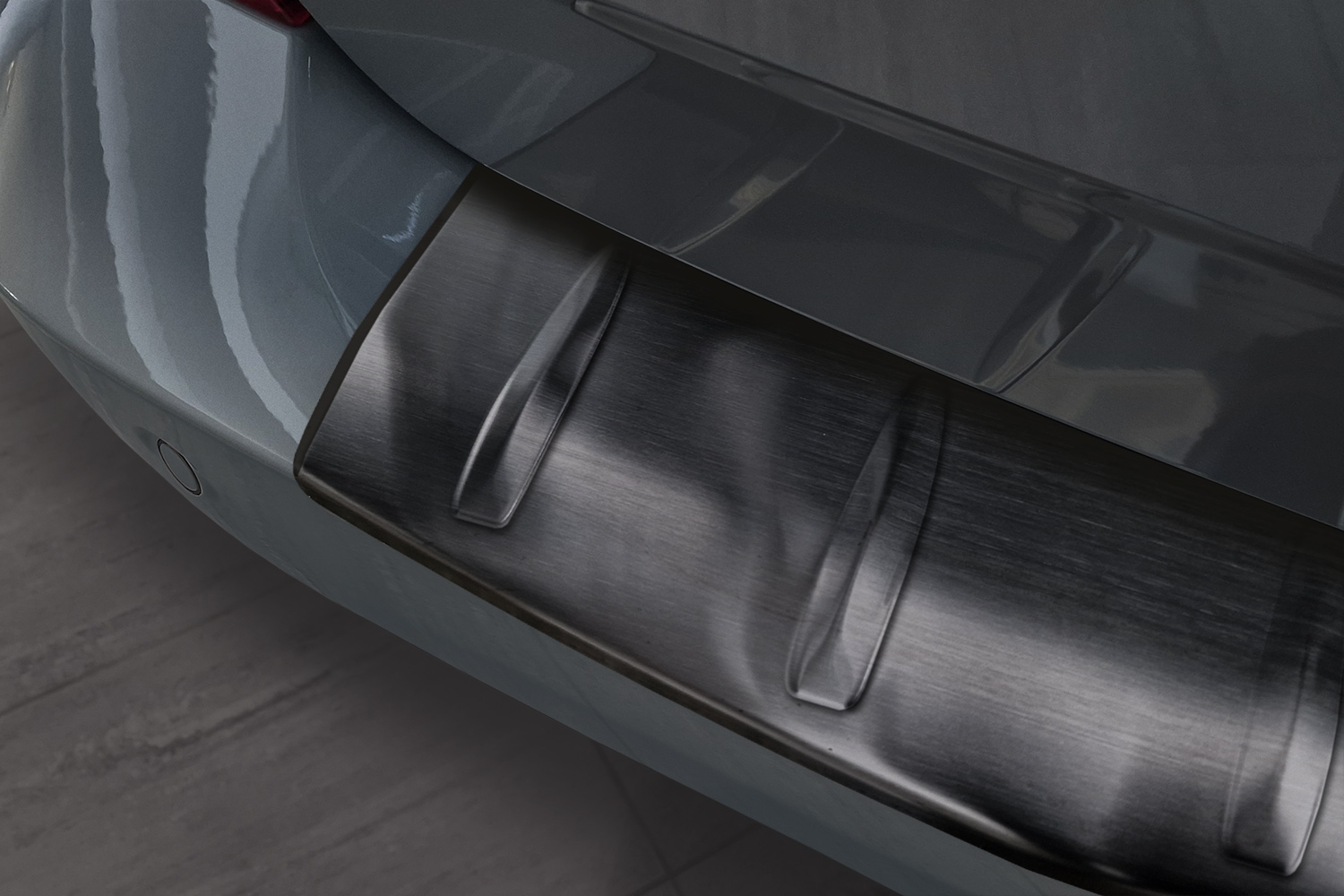 Rear bumper protector Ford Transit Custom II 2023-present stainless steel brushed anthracite (3)