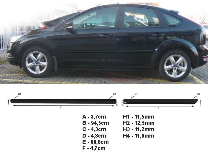 Stootstrips geschikt voor Ford Focus II 2004-2010 5-deurs & wagon set zijportieren