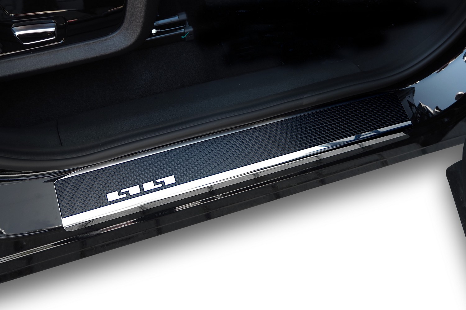Door sill plates suitable for Forthing T5 Evo 2023-present stainless steel - carbon foil