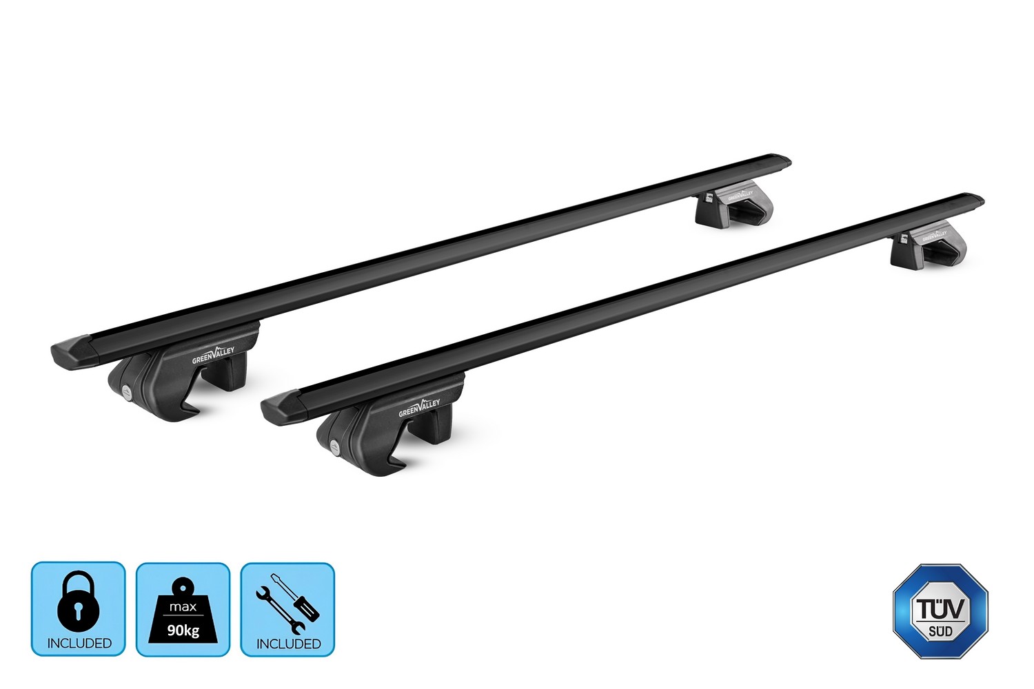 Green Valley Trax roof bars set alu black - Dachtr&auml;ger / Relingtr&auml;ger Satz Alu Schwarz - dakdragers alu zwart - jeu de barres de toit aluminium noir (3)