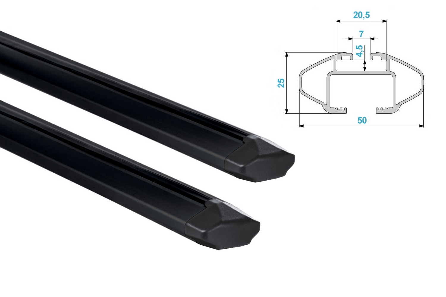 Green Valley Trax roof bars set alu black - Dachtr&auml;ger / Relingtr&auml;ger Satz Alu Schwarz - dakdragers alu zwart - jeu de barres de toit aluminium noir (4)