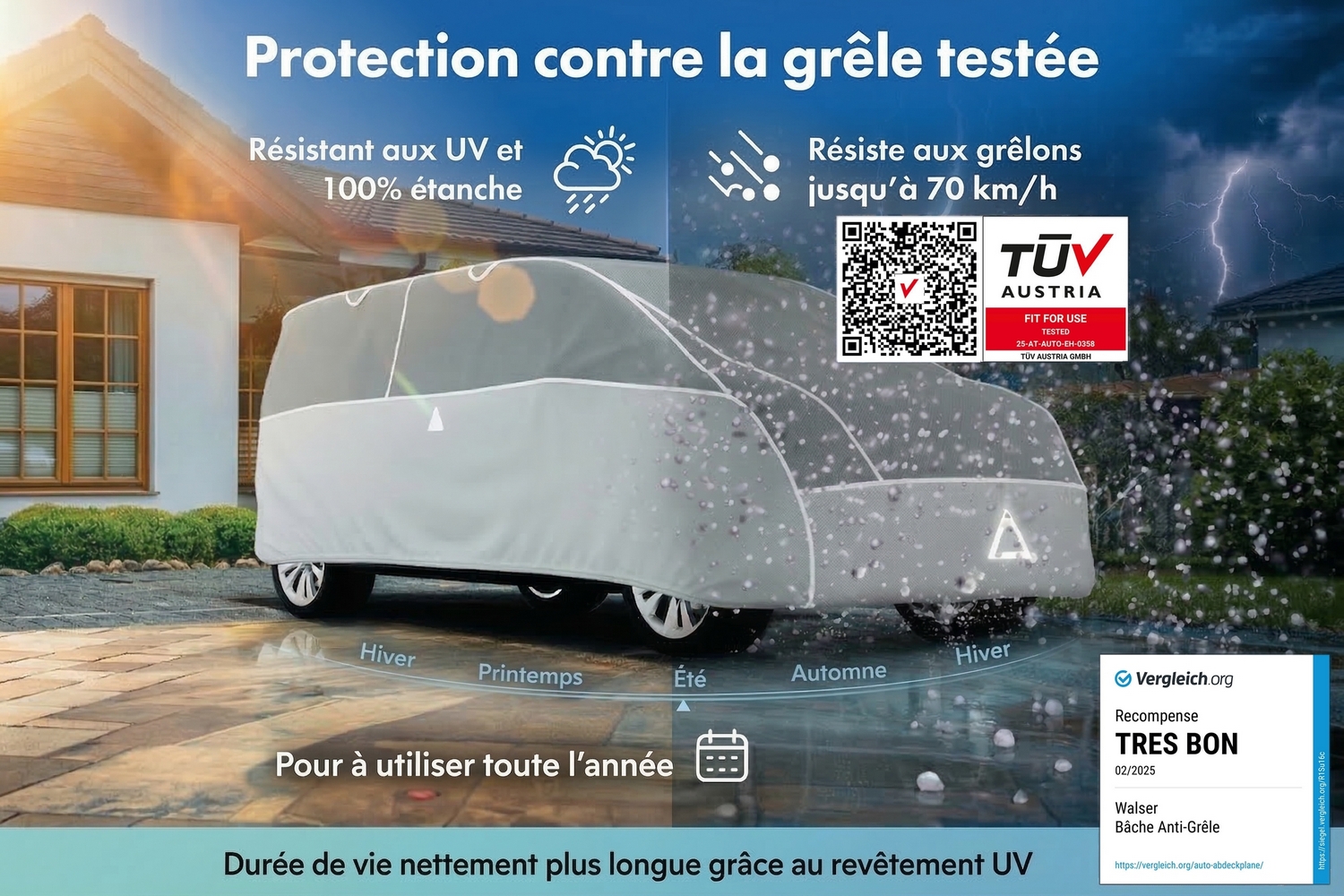Hail protection cover Hybrid UV Protect VAN (4)