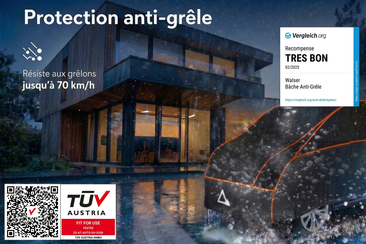 Housse anti-gr&ecirc;le Perma Protect VAN noir / anthracite (4)