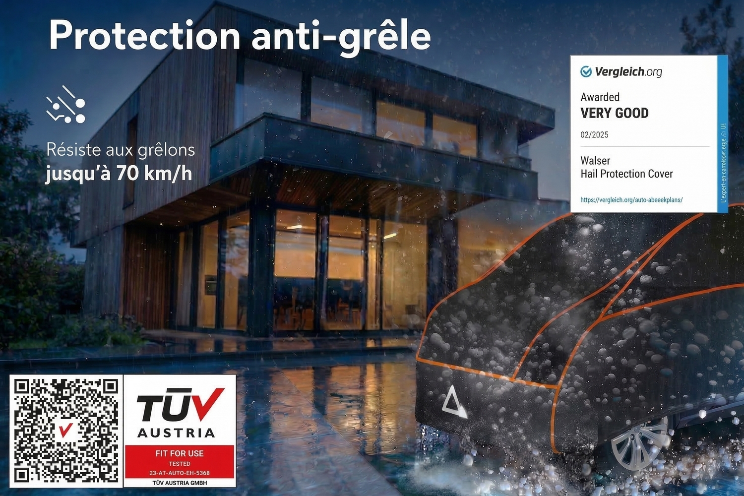 Hagelbeschermhoes Perma Protect VAN zwart / antraciet (4)