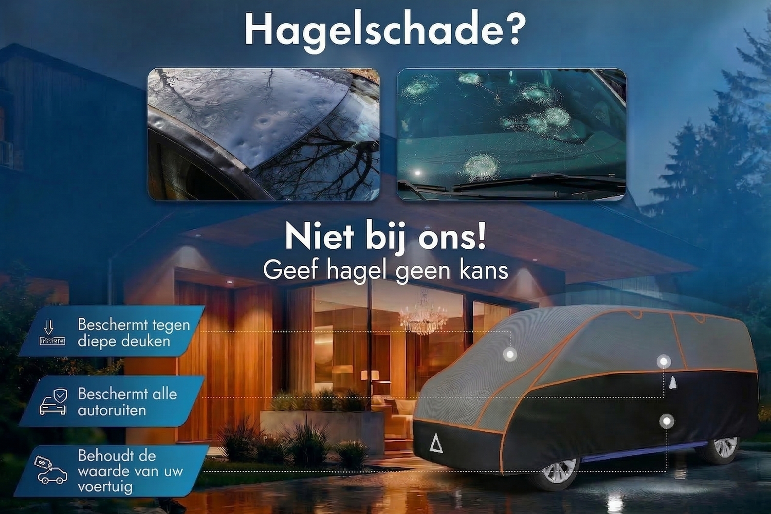 Hagelbeschermhoes Perma Protect VAN grijs / zwart (3) Hagelbeschermhoes Perma Protect VAN grijs / zwart (3)