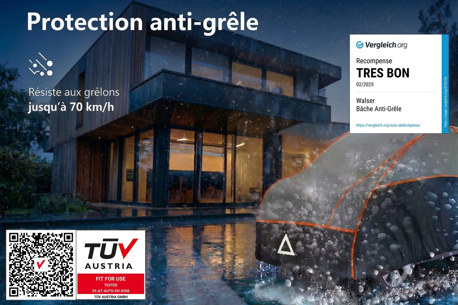 Housse anti-gr&ecirc;le Perma Protect VAN gris / noir (4)