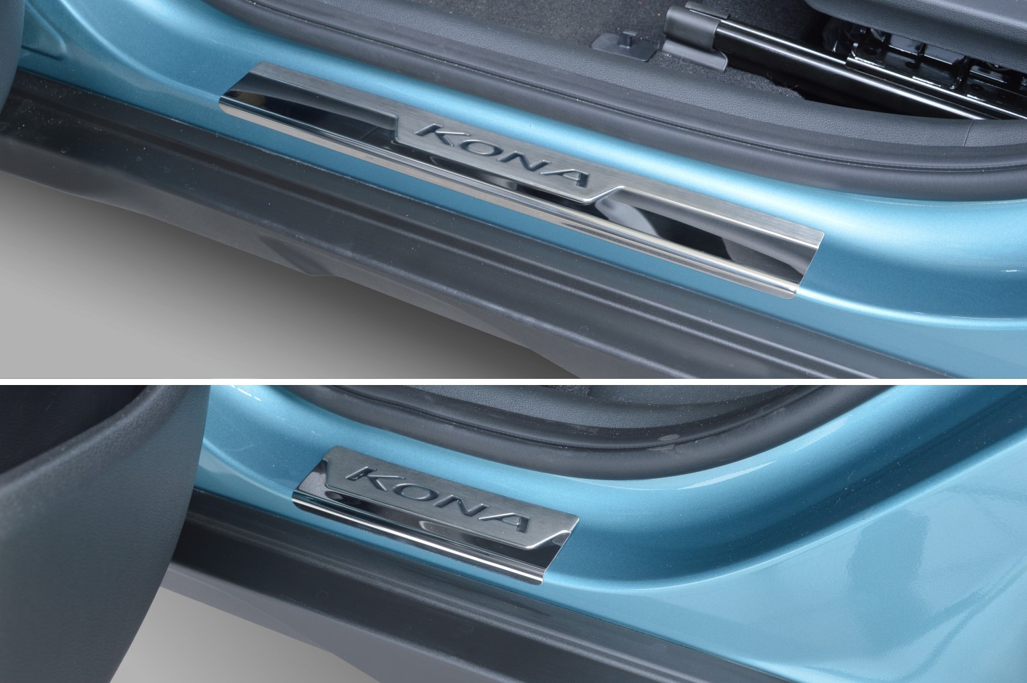 Door sill plates Hyundai Kona (OS) 2017-2022 stainless steel  - 4 pieces