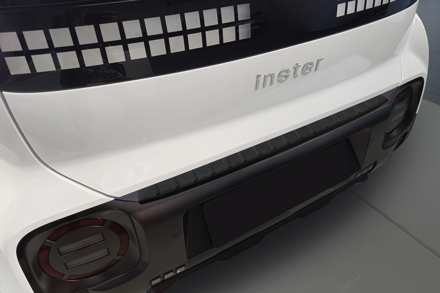 Rear bumper protector suitable for Hyundai Inster (AX1 EV) 2024-present 5-door hatchback stainless steel matt black (3) Rear bumper protector suitable for Hyundai Inster (AX1 EV) 2024-present 5-door hatchback stainless steel matt black (3)