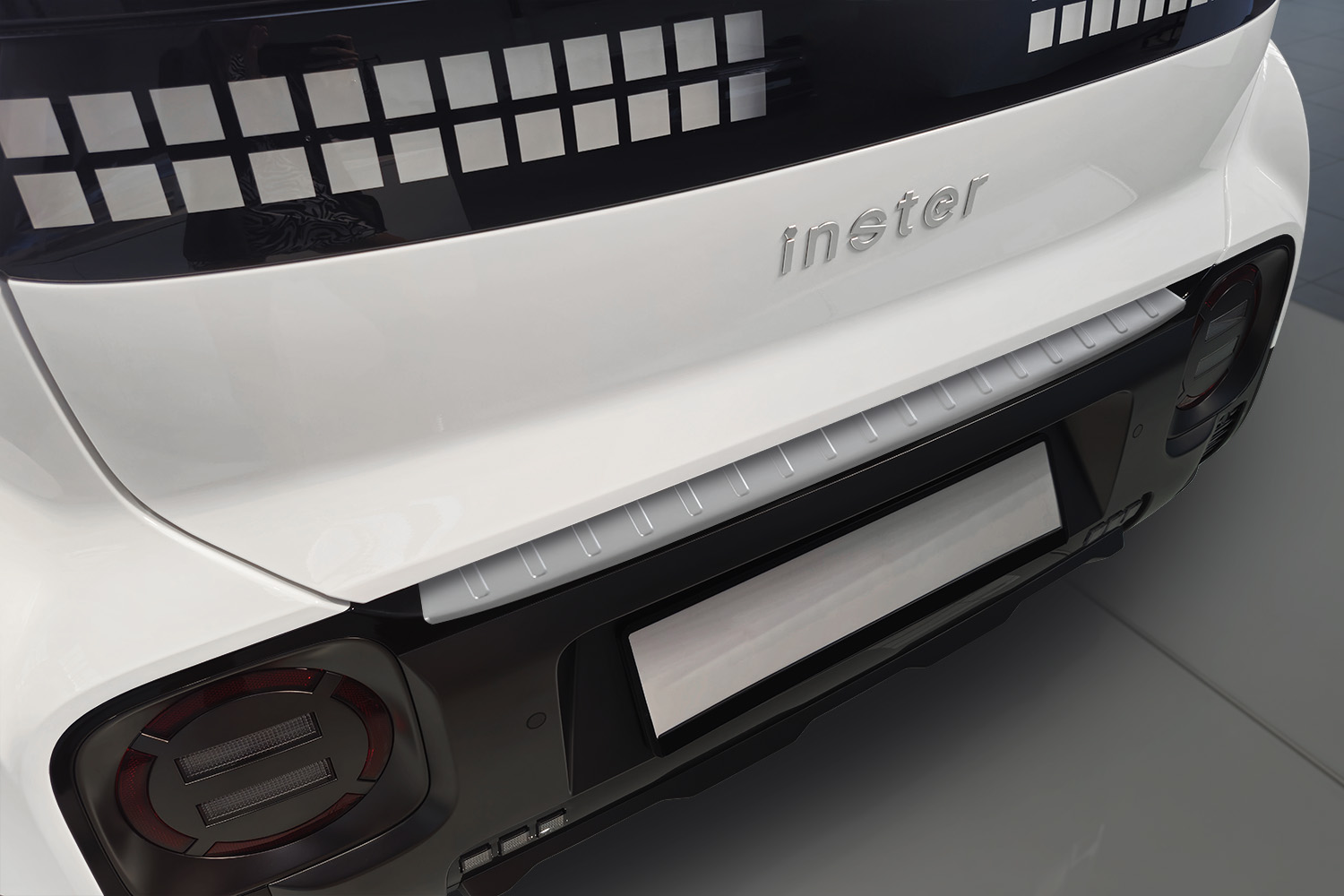 Rear bumper protector suitable for Hyundai Inster (AX1 EV) 2024-present 5-door hatchback stainless steel light grey (3) Rear bumper protector suitable for Hyundai Inster (AX1 EV) 2024-present 5-door hatchback stainless steel light grey (3)