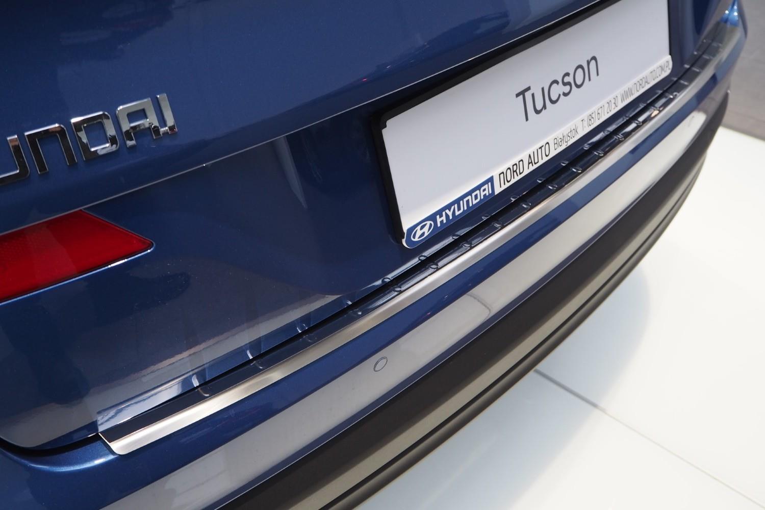Rear bumper protector Hyundai Tucson (TL) stainless steel high gloss