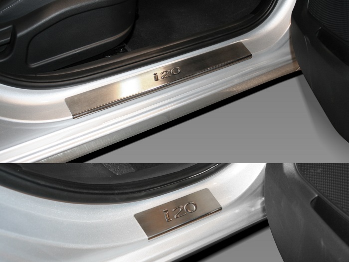 Door sill plates Hyundai i20 (GB) 2014-2020 5-door hatchback stainless steel - 4 pieces