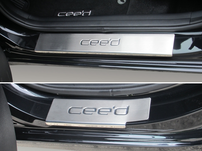 Door sill plates Kia Cee'd (JD) 2012-2018 5-door & wagon stainless steel  - 4 pieces