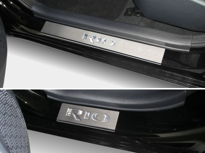 Door sill plates Kia Rio (UB) 2011-2017 5-door hatchback stainless steel  - 4 pieces