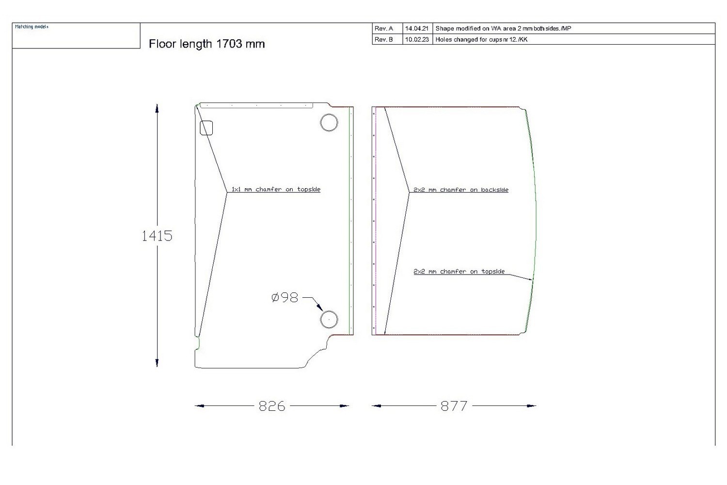 Floor Liner drawing example (711086)